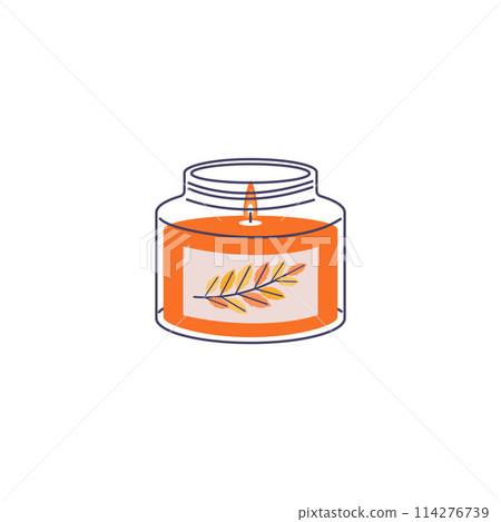Autumn leaf candle jar vector illustration Autumn leaf candle jar vector illustration 114276739