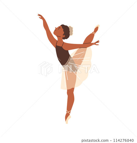 Ballet child in leotard, vector illustration in dance pose. Ballet child in leotard, vector illustration in dance pose. 114276840