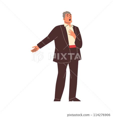 Opera male singer, vector cartoon theatre actor in elegant suit, music show artist performance, concerto of vocalist 114276906