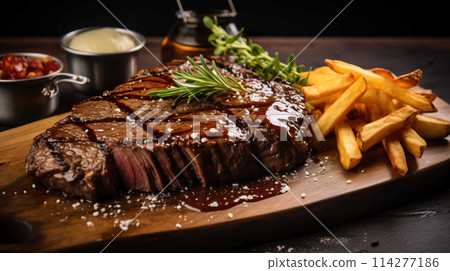 aesthetic food, beef steak, delicious, Generate AI 114277186