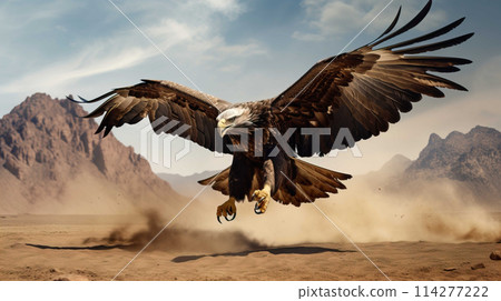 an eagle is landing in the desert , Generate AI 114277222