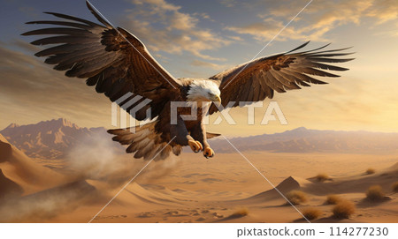an eagle is landing in the desert , Generate AI 114277230