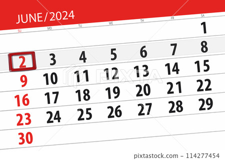 Calendar 2024, deadline, day, month, page, organizer, date, June, sunday, number 2 114277454