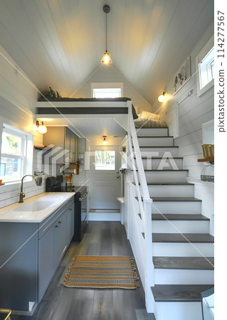 The white and gray small house interior 114277567