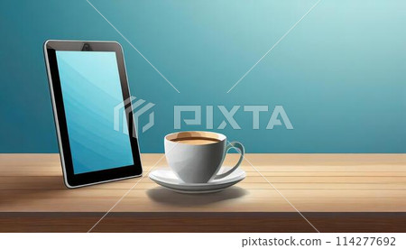 平板電腦放在桌上（AI 產生的圖像） 114277692