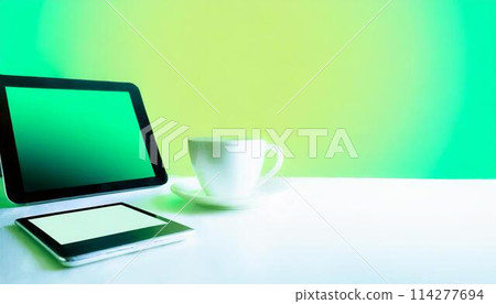 平板電腦放在桌上（AI 產生的圖像） 114277694