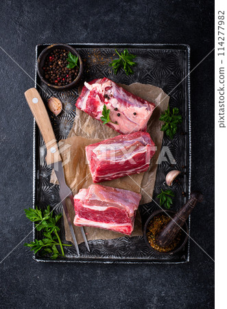 Raw uncooked fresh meat ribs Raw uncooked fresh meat ribs 114277982