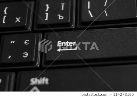 Black computer keyboard close up Black computer keyboard close up 114278190