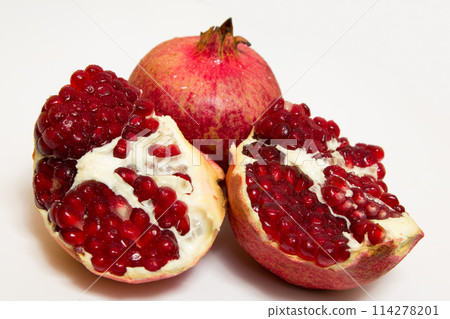 Purified pomegranate fruit on a white background 114278201