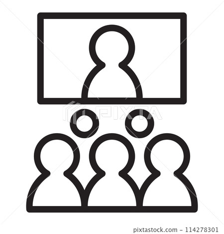 Video conference icon in thin line style. Vector illustration graphic design Video conference icon in thin line style. Vector illustration graphic design 114278301