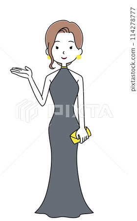 Illustration of a woman in an evening dress Illustration of a woman in an evening dress 114278777