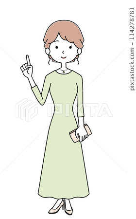 Illustration of a woman in an afternoon dress Illustration of a woman in an afternoon dress 114278781