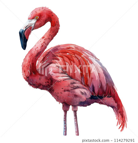 Pink Flamingo Wearing Crown 114279291