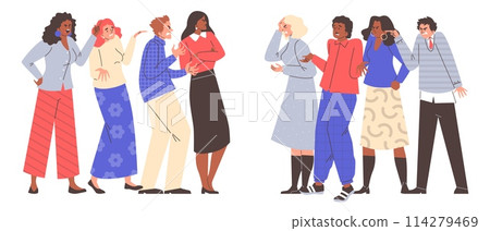 Concerned interactions series vector illustration set 114279469