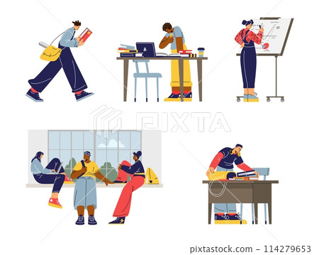 College campus life and learning vector set 114279653