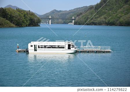 Tourist boat on Lake Agatsuma Tourist boat on Lake Agatsuma 114279822