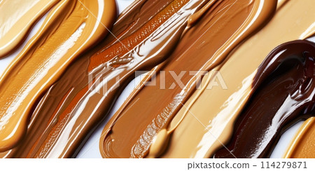 Samples of foundation makeup on a white background. Generative AI 114279871