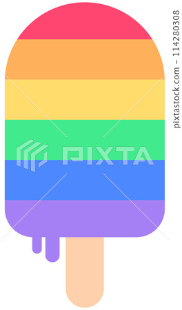Cute and Colorful hand drawn kawaii pride month element set rainbow popsicle Cute and Colorful hand drawn kawaii pride month element set rainbow popsicle 114280308