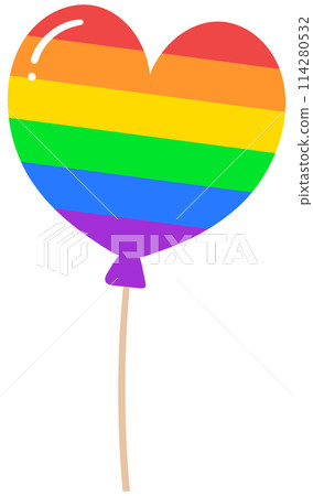 Cute and Colorful hand drawn kawaii pride month element set rainbow balloon 114280532