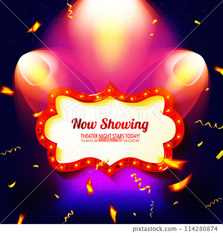 Now Showing retro classic sign board background design Now Showing retro classic sign board background design 114280874