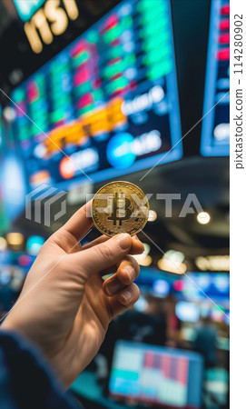 Person Holding Bitcoin 114280902