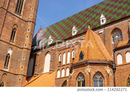 Basilica of Saint Elisabeth in Wroclaw, Elisabethan paris church, Garisson church. Polish landmark in the historic center of town 114282271