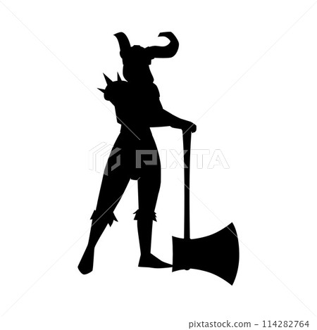 Viking warrior woman vector silhouette icon. Isolated iPhone. 114282764