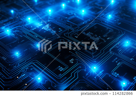 Electronic circuit board with chips 114282866