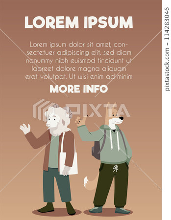 Elderly anthropomorphic animal friends vector illustration 114283046