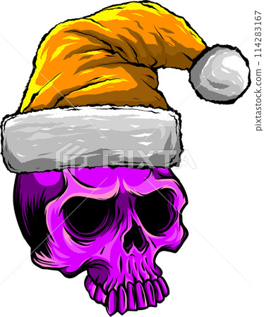 Skull Santa. Scary Christmas Skull. illustration. Isolated on white background. Skull Santa. Scary Christmas Skull. illustration. Isolated on white background. 114283167