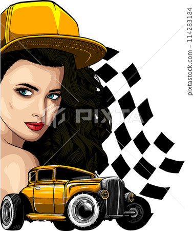 vector illustration of Hot rod. digital hand draw 114283184