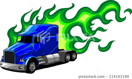 Semi truck silhouette vector images isolated on white background. digital hand draw Semi truck silhouette vector images isolated on white background. digital hand draw 114283199