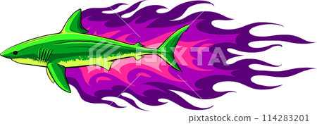 great white shark vector illustratio design on white background. digital had draw great white shark vector illustratio design on white background. digital had draw 114283201