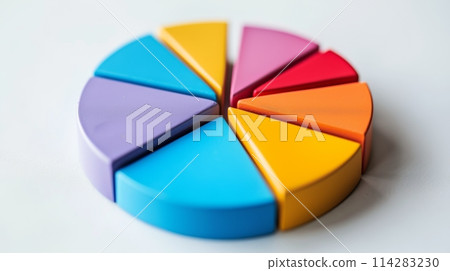 3d pie chart showcasing business distribution with a striking depth of field 114283230