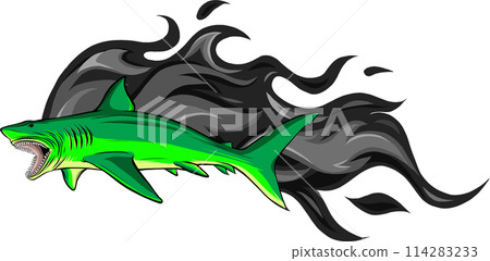 great white shark vector illustratio design on white background. digital had draw great white shark vector illustratio design on white background. digital had draw 114283233