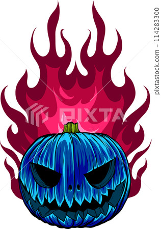 Halloween pumpkin icon. vector illustration on white background. digital hand draw 114283300