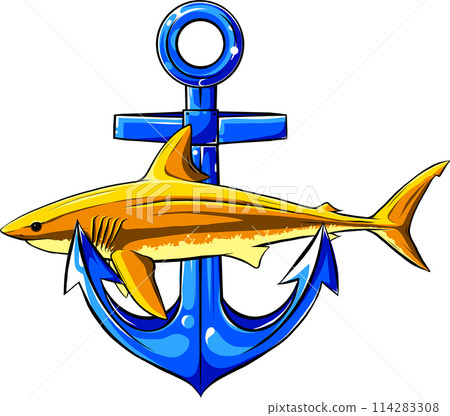 great white shark vector illustratio design on white background. digital had draw great white shark vector illustratio design on white background. digital had draw 114283308