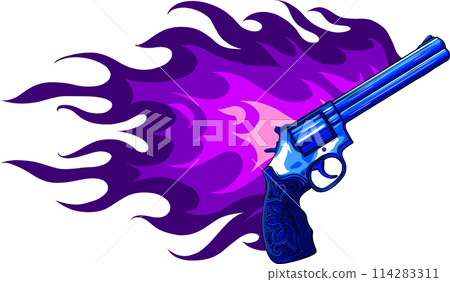 Hand drawn pistol isolated on white background. digital vector illustration Hand drawn pistol isolated on white background. digital vector illustration 114283311