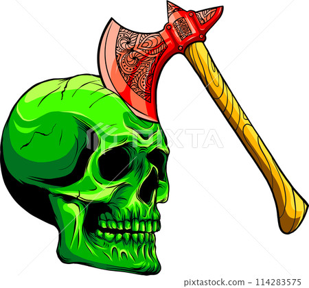 vector illustration of human skull on white background. digital hand draw design 114283575