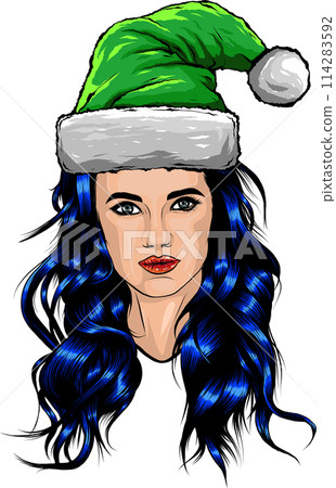 Beautiful girl wearing santa claus clothes on white background. Vector Illustration design Beautiful girl wearing santa claus clothes on white background. Vector Illustration design 114283592