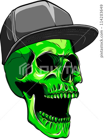 skull head with snap back vector illustration 114283649