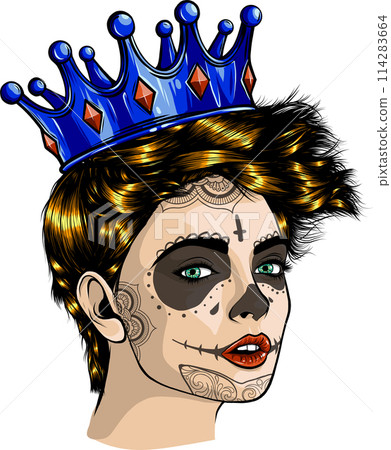 Woman with Sugar Skull Face Paint vector illustration Woman with Sugar Skull Face Paint vector illustration 114283664
