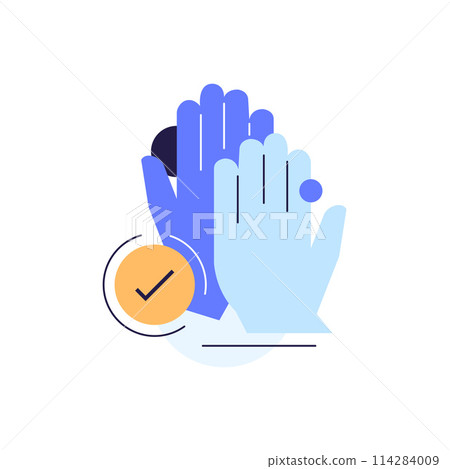 High five,Success gesture. Productive teamwork metaphor,Collaboration 114284009