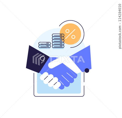 Peer-to-peer lender concept,Deposit agreement. Credit idea thin line illustration,P2P lending. Investment in loan 114284010