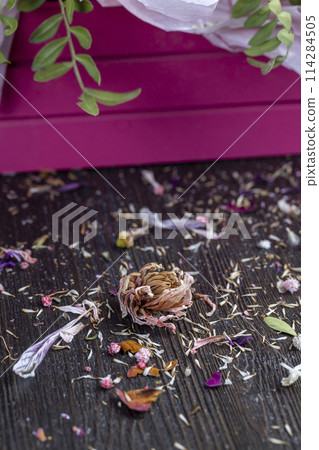 an old dried bouquet for a gift from a complex of flowers an old dried bouquet for a gift from a complex of flowers 114284505