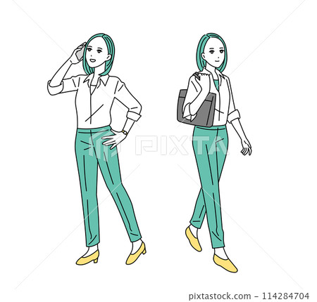 Full-body illustration of a planning business person going out 114284704