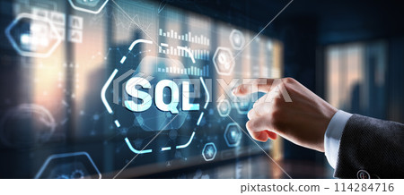 SQL Structured Query Language. Technology concept. Icon virtual screen SQL Structured Query Language. Technology concept. Icon virtual screen 114284716