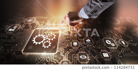 Gears. Concept of a business idea. Teamwork strategy cooperation 114284731