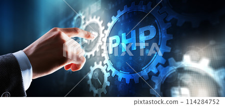 PHP. Web development concept. A general purpose interpreted scripting language PHP. Web development concept. A general purpose interpreted scripting language 114284752