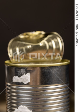 close-up, aluminum can for food storage 114284841
